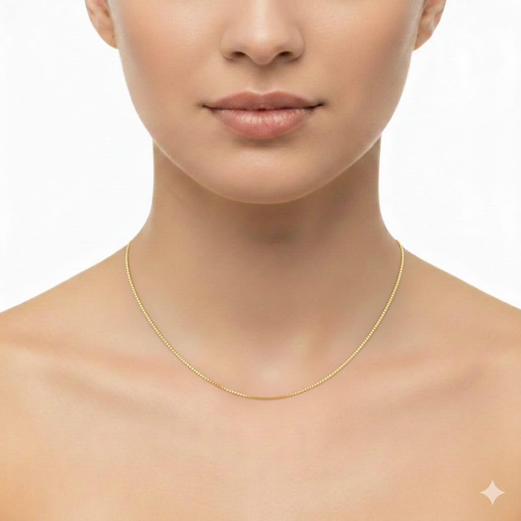 18K Real Gold Box Chain
