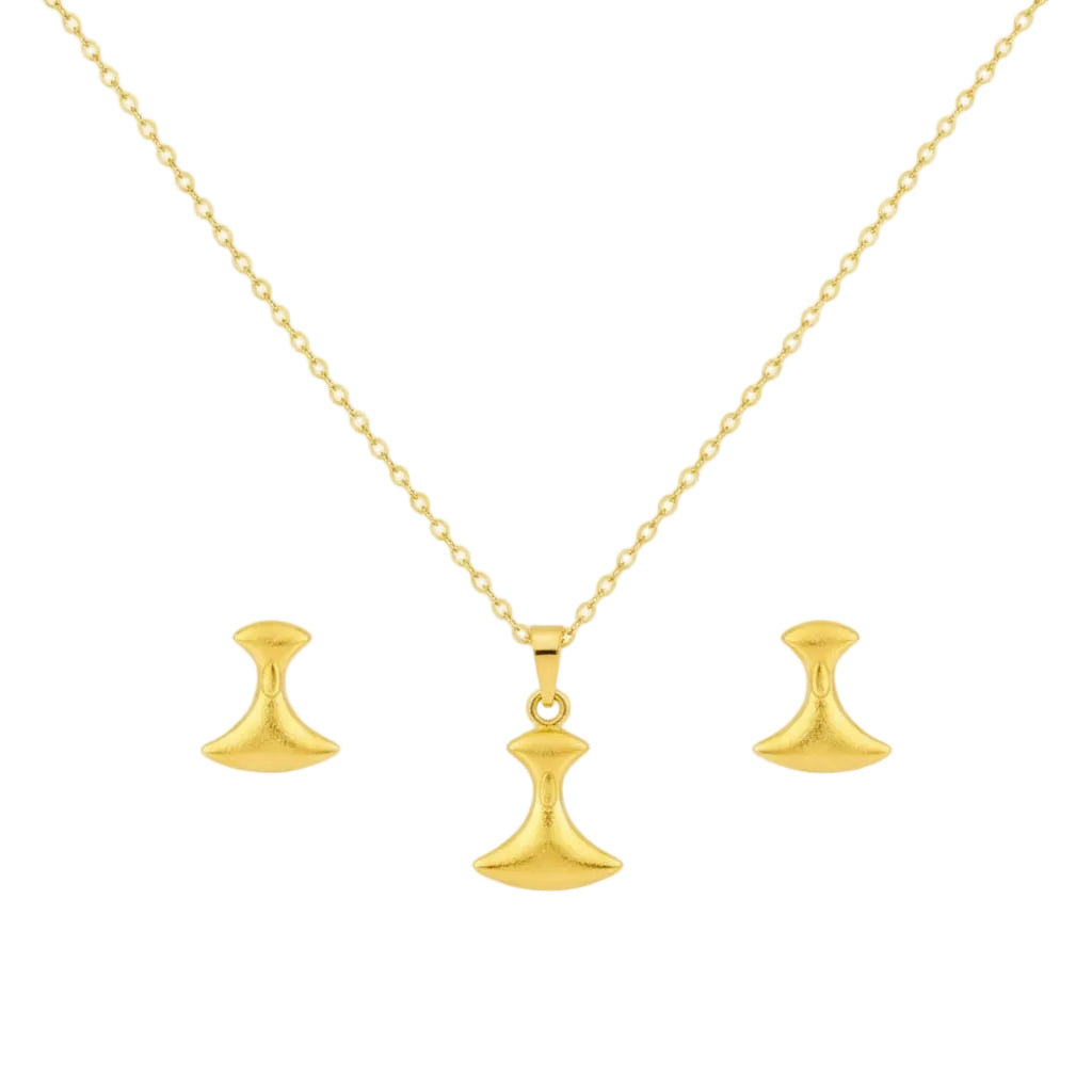 18K Real Gold Tif Necklace And Earring Set