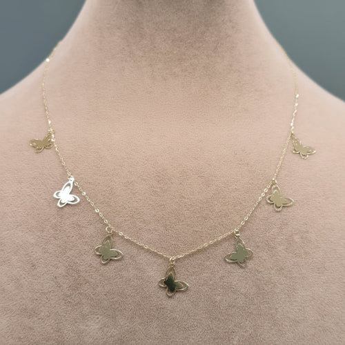 18k Gold 7 Solid Butterfly Necklace