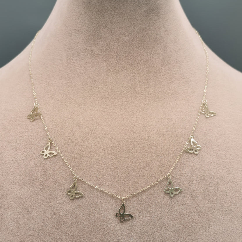 18k Gold 7 Plain Butterfly Necklace