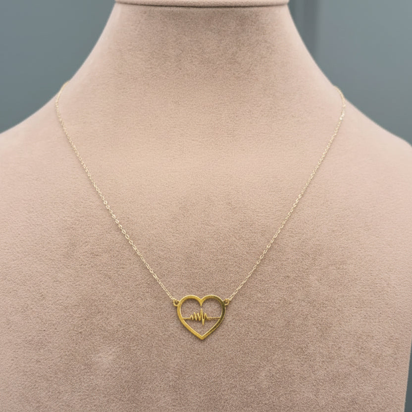 18k Gold Heart with Beat Necklace