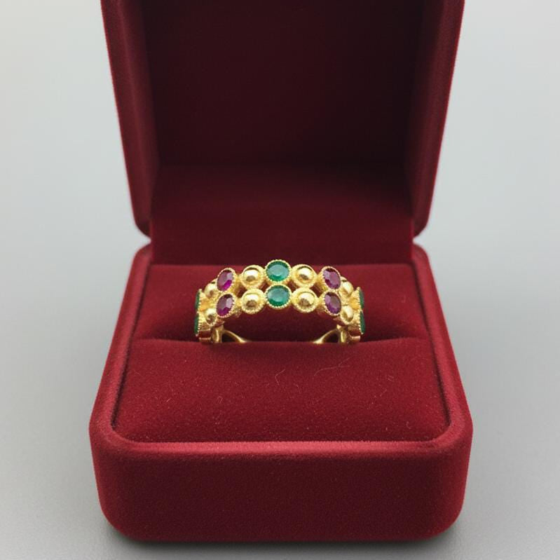 21k Gold Multi-Color Stone RIng