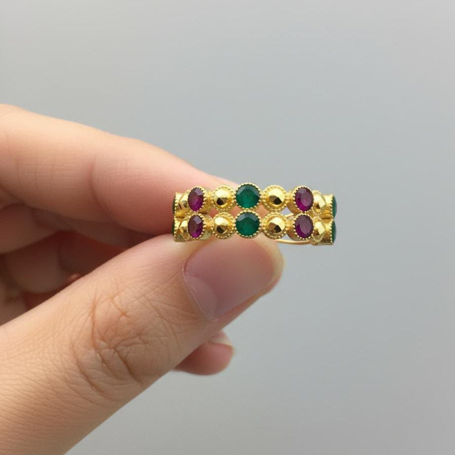 21k Gold Multi-Color Stone RIng