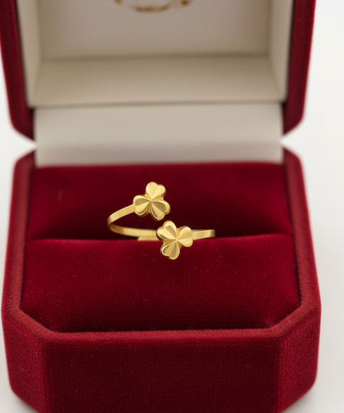 18k Gold 2 Flowers Ring