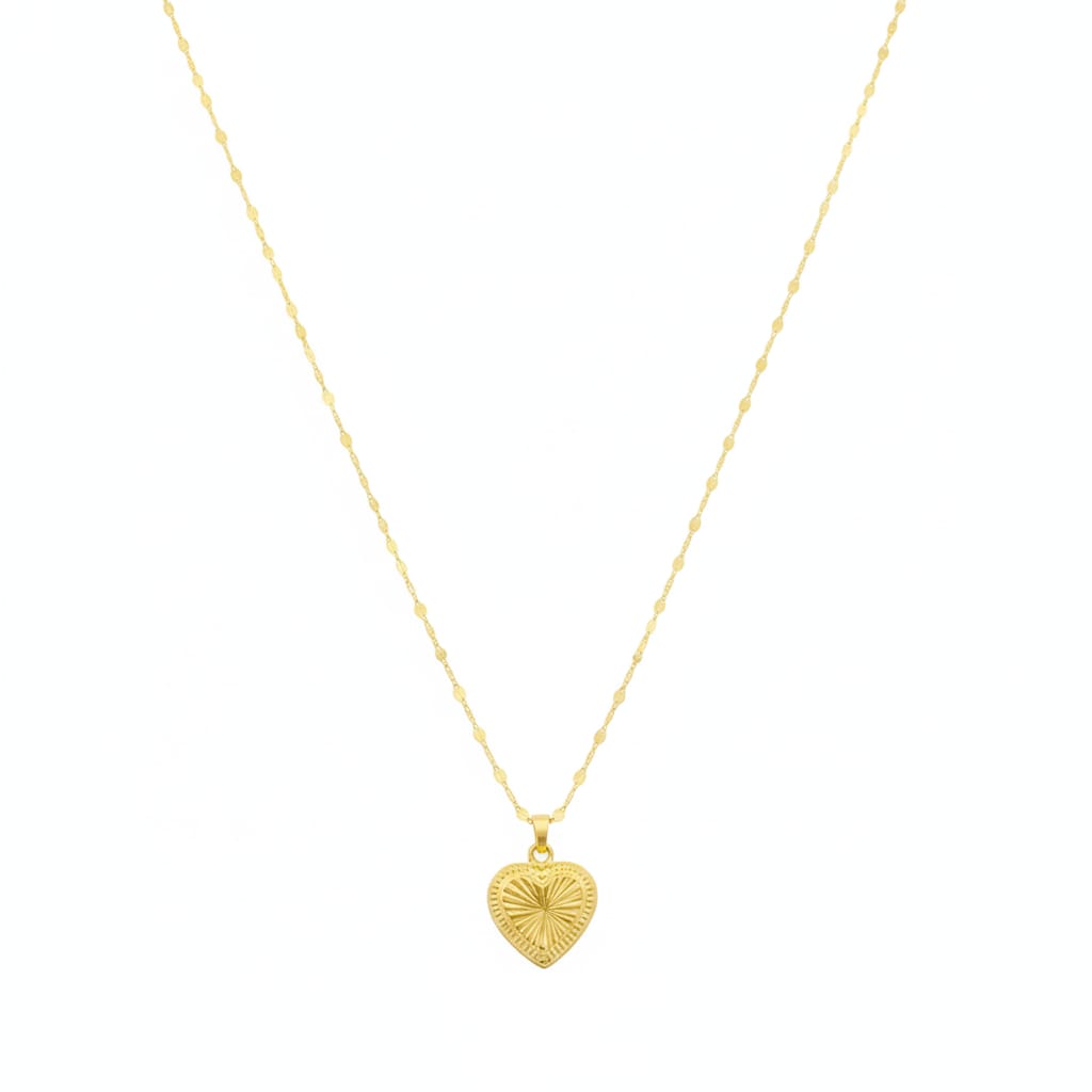 18K Real Gold Double Heart St Necklace