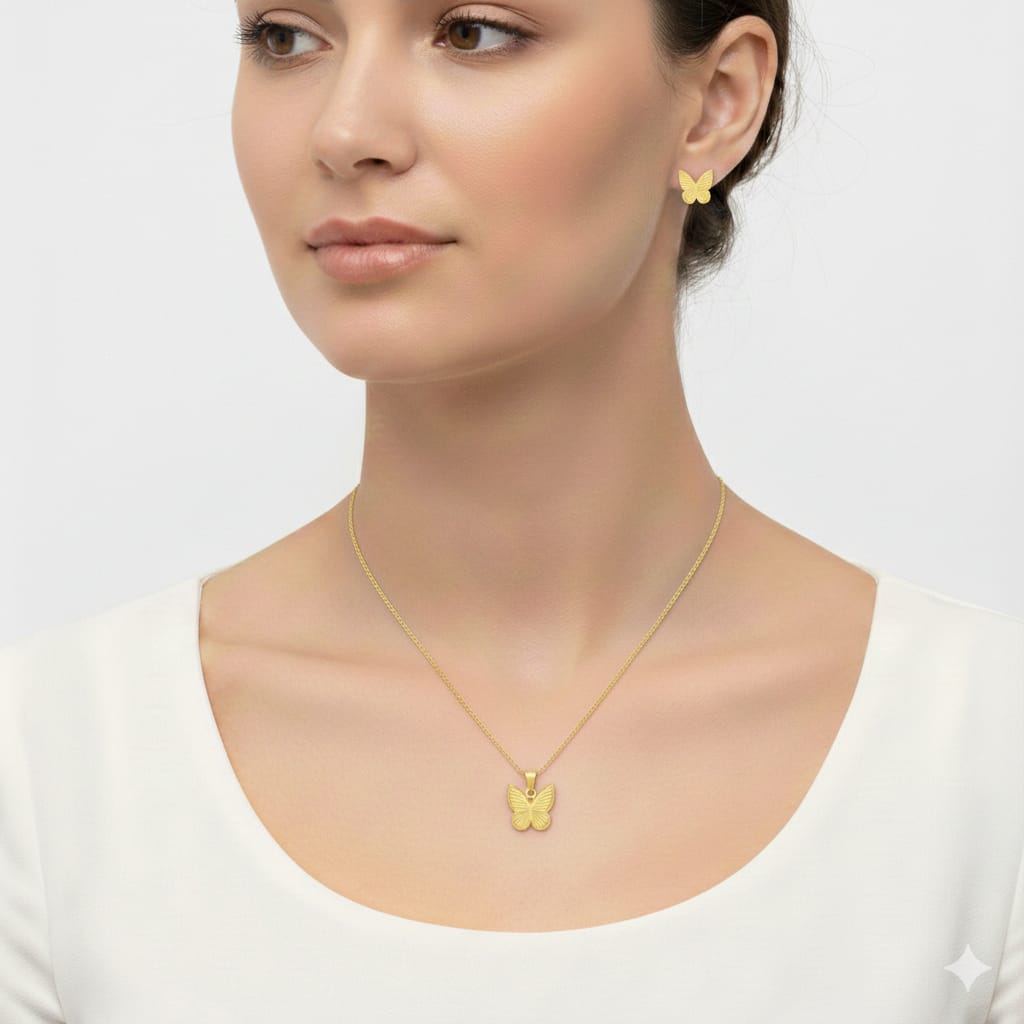 18k Gold Butterfly 2 Jewelry Set