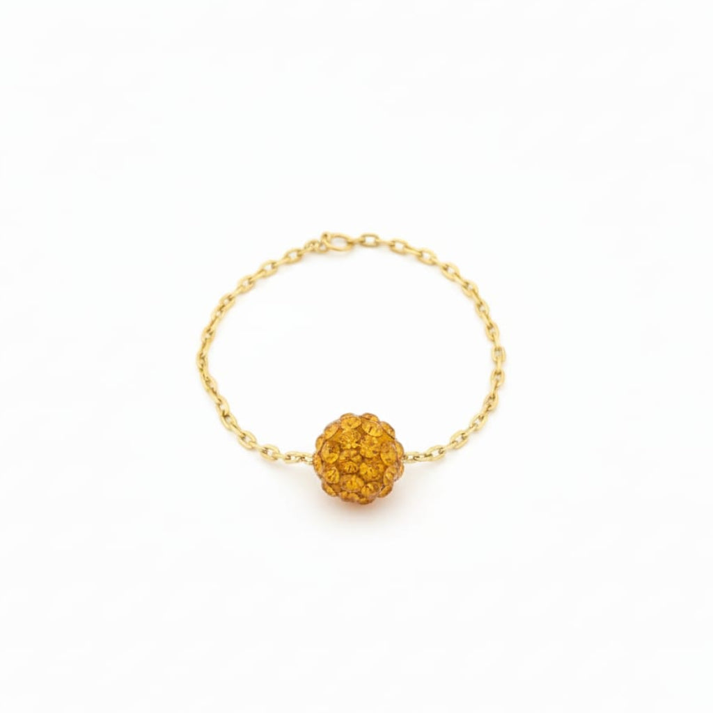 18K Real Gold Orange Swarrovski Chain Ring