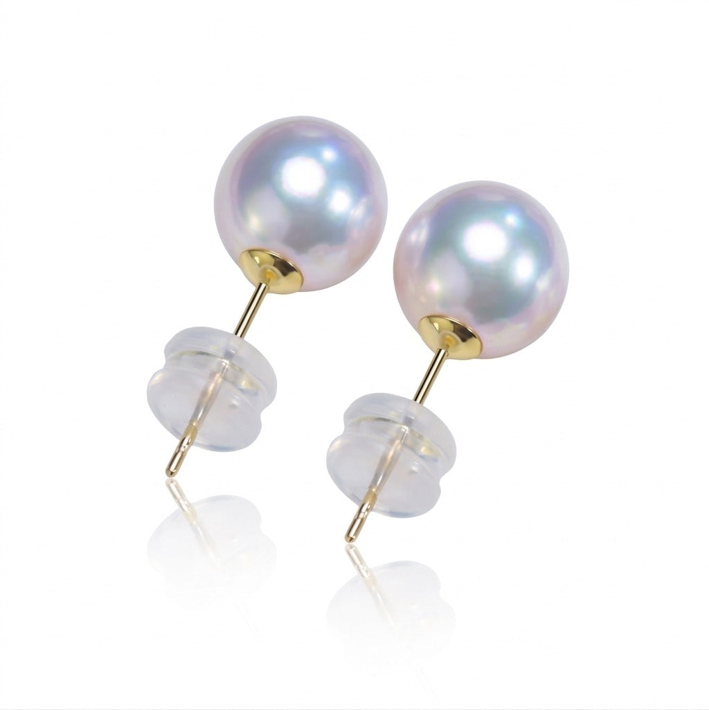 18k Gold Real Pearl Earrings White